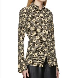 Nanushka Black and Cream Patterned Blouse